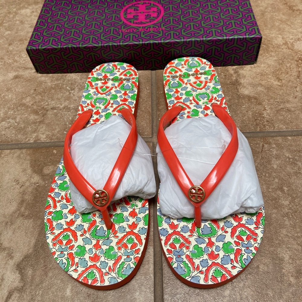 NIB Tory Burch Thin Flip Flop Poppy Red Legacy 9